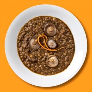 Lentejas estofadas con setas de temporada (400 g.)