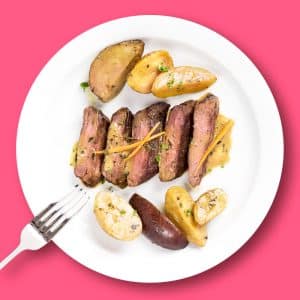 Entraña argentina asada con guarnición de patatas rústicas (270 g.)