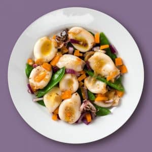 Txipirones a lo Pelayo con tahini de verduras (400 g.)