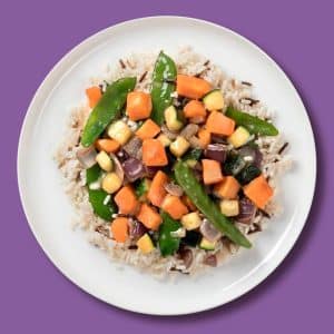 Curry de verduras con guarnición de arroz salvaje (475 g.)