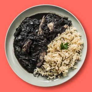Chipirones en su tinta con mezcla de arroz salvaje (375 g.)