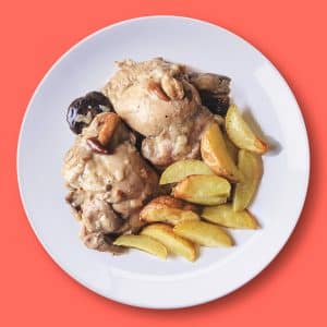 Pollo guisado con variado de setas (400 g.)