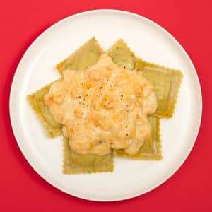 Tortelli con rúcula y salsa de calabaza (300 g.)